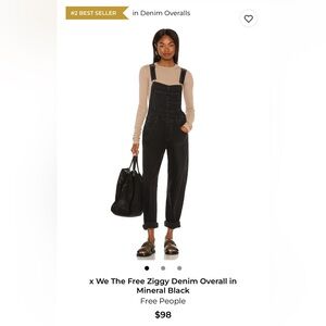 BRAND NEW Free People Mineral Black Denim Overalls